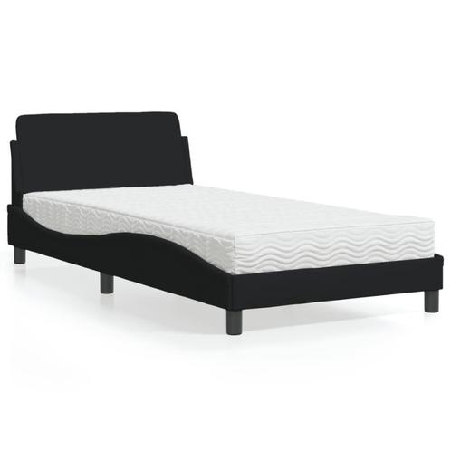 vidaXL Bed met matras stof zwart 100x200 cm, Huis en Inrichting, Slaapkamer | Bedden, Nieuw, Verzenden