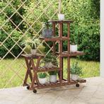 vidaXL Plantenstandaard met wielen 95x25x101 cm massief, Tuin en Terras, Verzenden, Nieuw