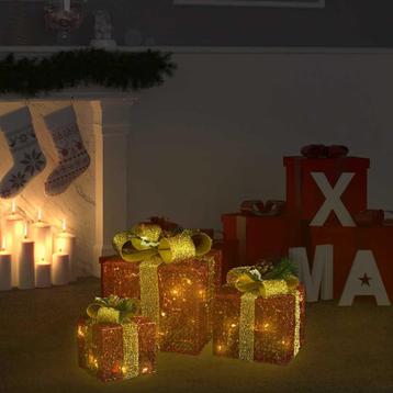 vidaXL Kerstdecoratie geschenkdozen 3 st binnen/buiten rood, Verzenden, Nieuw