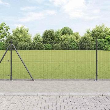 vidaXL Hek met Palen Grijs 1 x 50 m Staal, Verzenden