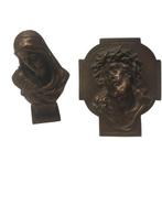 Buste van Maria - Jezus plaatje - Brons, Legering - Early