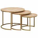 vidaXL Nesting Koffietafels 3 pcs Wit Massief mangohout en, Verzenden, Nieuw