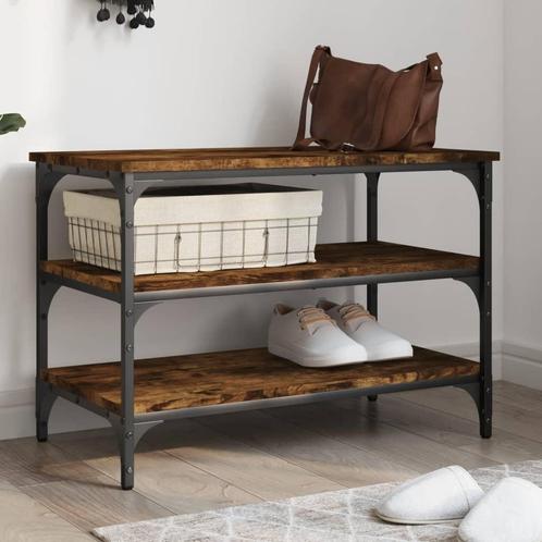 vidaXL Schoenenbankje 70x38,5x49 cm bewerkt hout gerookt, Huis en Inrichting, Overige Huis en Inrichting, Nieuw, Verzenden