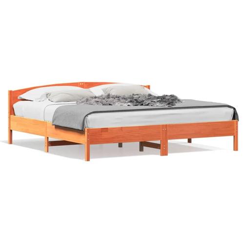 vidaXL Cadre de lit et tête de lit cire marron 180x200, Maison & Meubles, Chambre à coucher | Lits, Neuf, Envoi