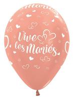 Ballonnen Vive Les Maries Hearts Metallic Rose Gold 30cm 25s, Verzenden, Nieuw