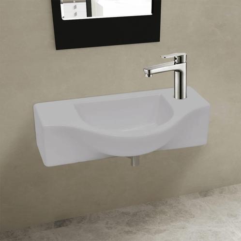vidaXL Wastafel met kraangat wit keramiek, Doe-het-zelf en Bouw, Sanitair, Nieuw, Verzenden