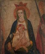 École italienne (XIX) - Affresco - Madonna in trono