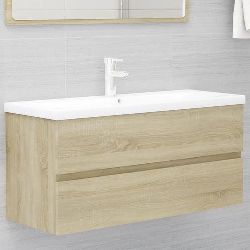 vidaXL Wastafelkast met ingebouwde wastafel bewerkt hout, Huis en Inrichting, Tafels | Kaptafels, Nieuw, Verzenden