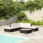 vidaXL 6-delige Loungeset met kussens poly rattan zwart, Tuin en Terras, Verzenden, Nieuw, Loungeset