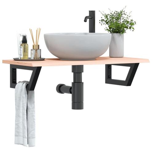vidaXL Badkamer wandschap staal en massief eikenhout, Huis en Inrichting, Tafels | Kaptafels, Nieuw, Verzenden