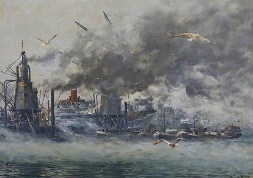 Willem van der Does (1889-1966) - Waterweg Rotterdam, Antiek en Kunst, Kunst | Schilderijen | Klassiek
