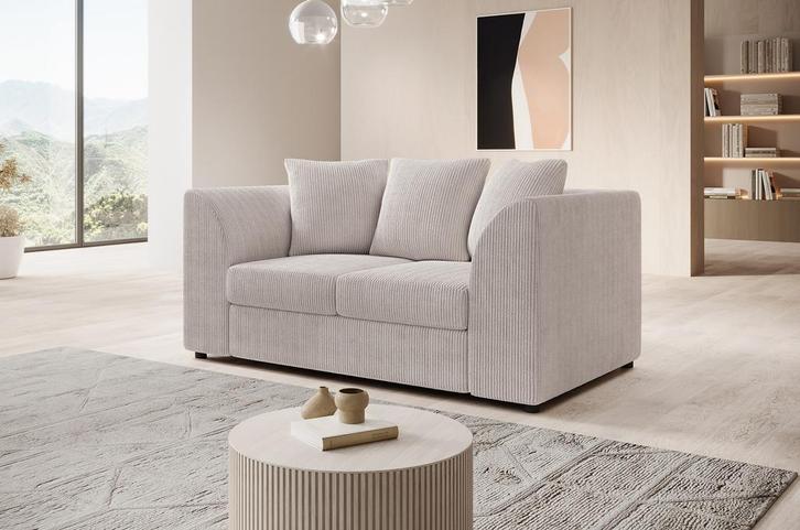 Bankstel Alfort 2 - Beige - Ribstof - 2-zits - Met kussens, Huis en Inrichting, Zetels | Zetels, Nieuw, 150 tot 200 cm, Verzenden