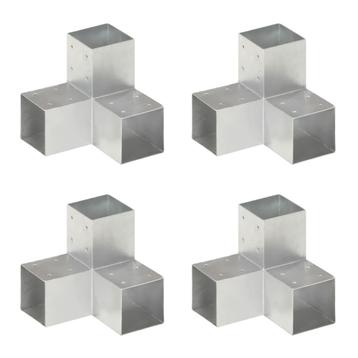 vidaXL Paalverbindingen 4 st Y-vorm 91x91 mm gegalvaniseerd, Tuin en Terras, Palen, Balken en Planken, Verzenden, Nieuw