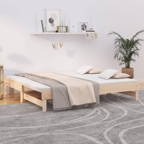 vidaXL Slaapbank uitschuifbaar massief grenenhout 2x(75x190), Huis en Inrichting, Slaapkamer | Bedden, Nieuw, Verzenden