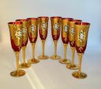 Drinkservies - Oro, vetro, smalto - Set van acht wijnglazen, Antiek en Kunst