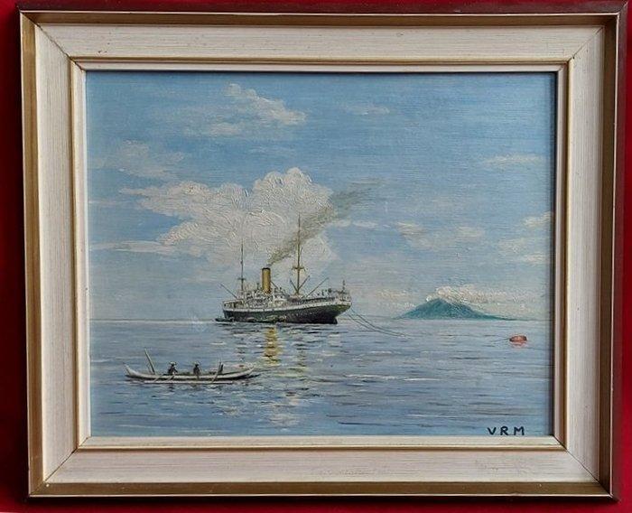 F van Raesfeld Meijer (XX) - Bontekoe op de reede van Menado, Antiquités & Art, Art | Peinture | Classique