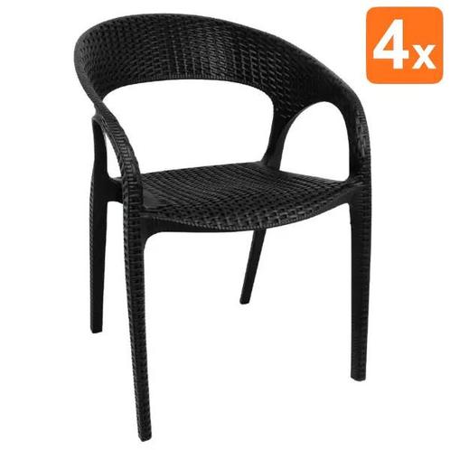Stoelen | Kunststof | Black | In-/Outdoor | Stapelbaar | 4, Zakelijke goederen, Horeca | Keukenapparatuur, Nieuw in verpakking
