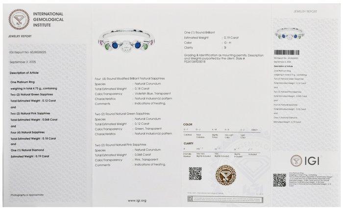 Ring Platina - 0.56ct. tw. Diamant (Natuurlijk) - Saffier -, Handtassen en Accessoires, Ringen