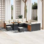 vidaXL Tuinbank Set met kussen 13 pcs Zwart en Crème, Verzenden, Nieuw