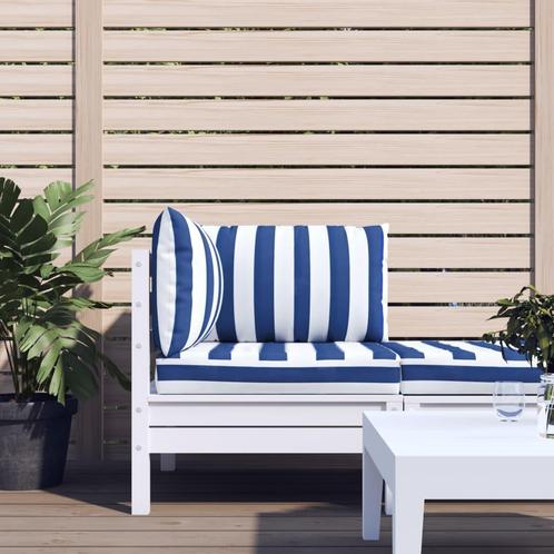 vidaXL Palletkussens 3 st gestreept oxford stof wit en blauw, Huis en Inrichting, Woonaccessoires | Kussens, Nieuw, Verzenden