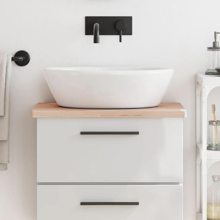 vidaXL Wastafelblad 60x40x2,5 cm massief beukenhout, Huis en Inrichting, Keuken | Keukenelementen, Nieuw, Verzenden