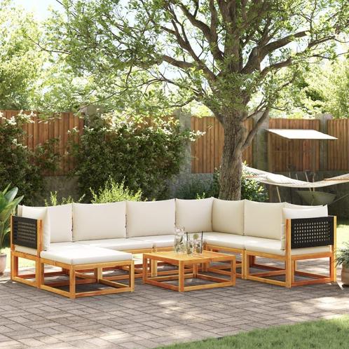 vidaXL 8-delige Loungeset met kussens massief acaciahout, Tuin en Terras, Tuinsets en Loungesets, Loungeset, Nieuw, Verzenden