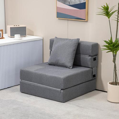 Logeermeubel - SlaapbankExpert - Opklapbaar - Donkergrijs, Huis en Inrichting, Stoelen, Grijs, Nieuw, Stof, Ophalen of Verzenden