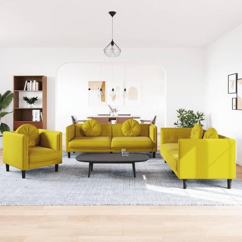 vidaXL Ensemble de canapés 3 pcs avec coussins jaune, Maison & Meubles, Canapés | Salons, Neuf, Envoi