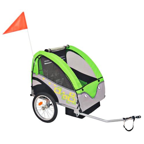 vidaXL Fietstrailer 30 kg grijs en groen, Vélos & Vélomoteurs, Accessoires vélo | Remorques, Envoi