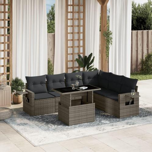 vidaXL Salon de jardin avec coussins 7 pcs gris résine, Jardin & Terrasse, Ensembles de jardin, Salons de jardin, Neuf, Envoi