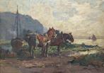 Gustav Marx (1855 - 1928) - Paarden aan het meer, Antiek en Kunst