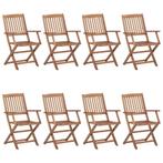 vidaXL Tuinstoelen 8 st inklapbaar massief acaciahout, Tuin en Terras, Tuinstoelen, Verzenden, Nieuw