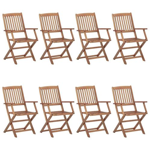vidaXL Tuinstoelen 8 st inklapbaar massief acaciahout, Tuin en Terras, Tuinstoelen, Nieuw, Verzenden