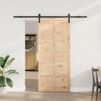 vidaXL Schuifdeur Bruin 90 x 208 cm Massief grenenhout, Doe-het-zelf en Bouw, Deuren en Vliegenramen, Verzenden, Nieuw