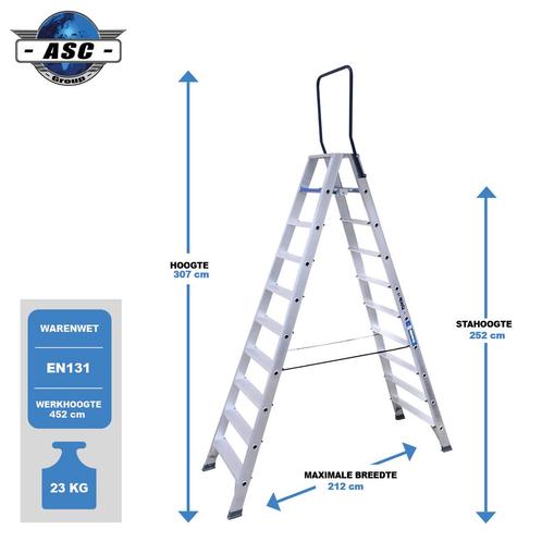 ASC Dubbele trap, Doe-het-zelf en Bouw, Ladders en Trappen, Trap, Nieuw, Verzenden