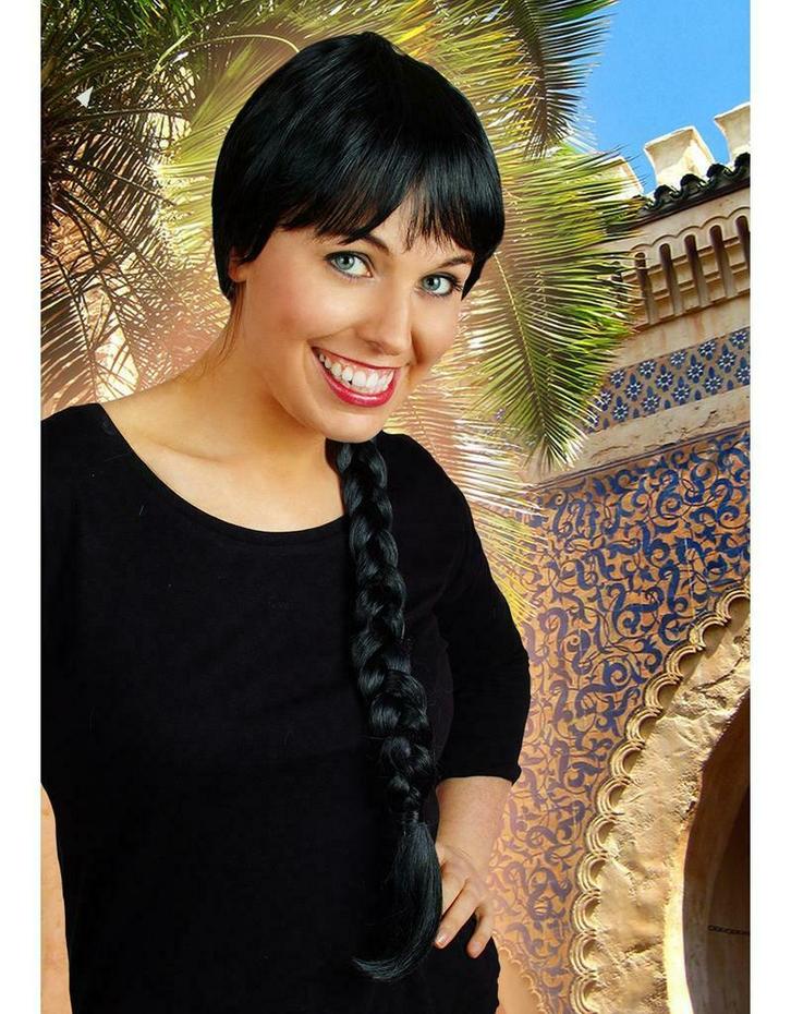 Pruik met lange vlecht Helga zwart, Hobby en Vrije tijd, Feestartikelen, Ophalen of Verzenden