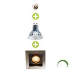 LED 5.5W Inbouwspot dimbaar zwart zilver vierkant Netstroom, Huis en Inrichting, Lampen | Spots, Nieuw, Plafondspot of Wandspot