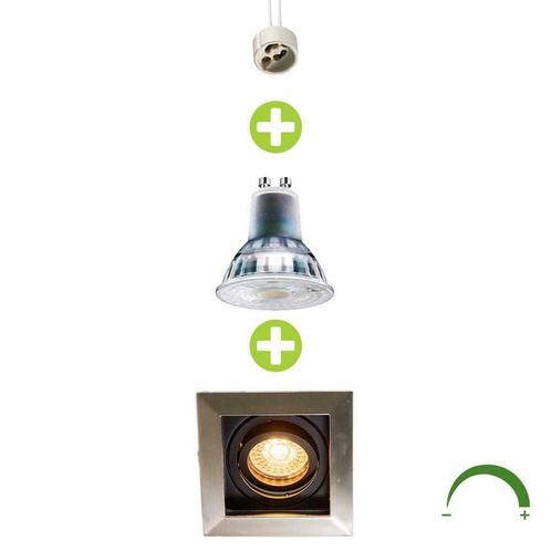 LED 5.5W Inbouwspot dimbaar zwart zilver vierkant Netstroom, Maison & Meubles, Lampes | Spots, Envoi