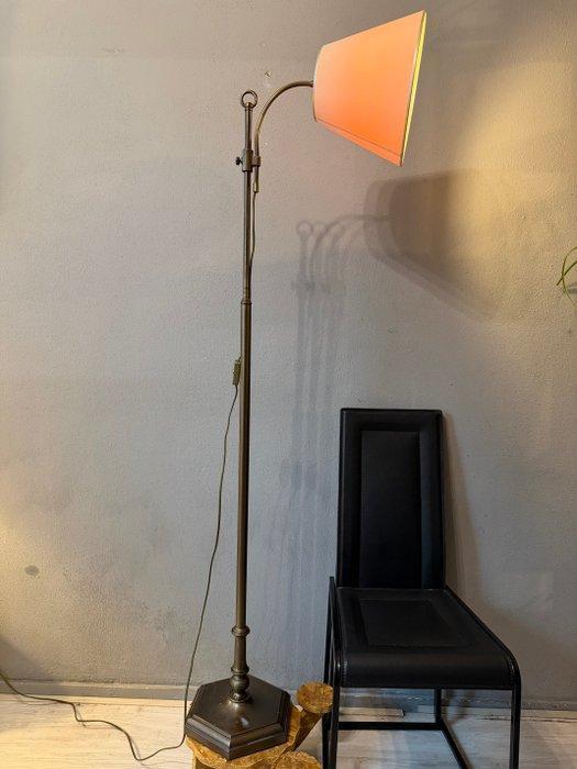 Staande lamp - Messing, Textiel - leeslamp, Antiek en Kunst, Curiosa en Brocante