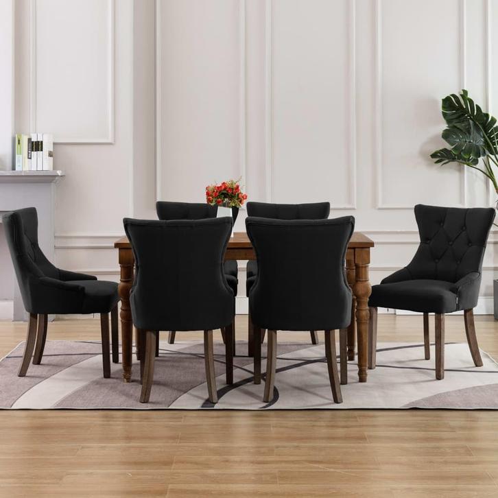 vidaXL Eetkamerstoelen 6 st stof zwart, Huis en Inrichting, Stoelen, Nieuw, Verzenden