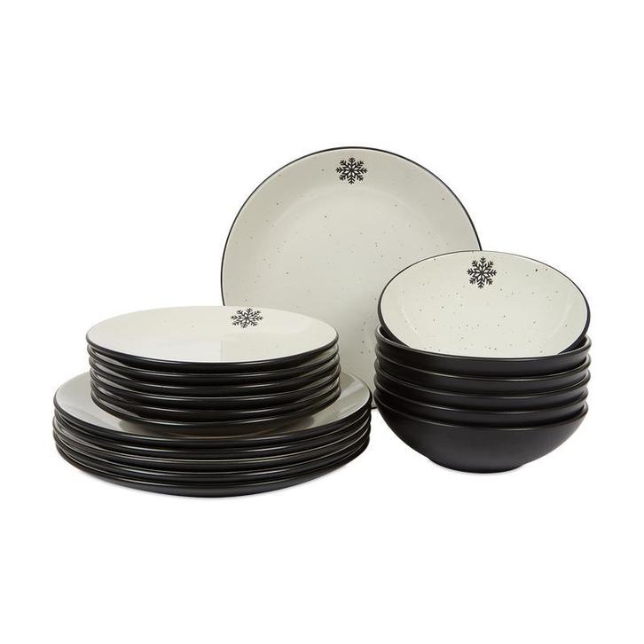 Service de table moucheté - noir avec flocon de neige - 18, Huis en Inrichting, Woonaccessoires | Overige, Verzenden