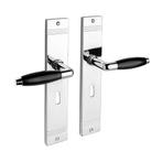 Geveerde deurklink Retro glanzend nikkel op schild met sl..., Ophalen of Verzenden, Klink of Kruk