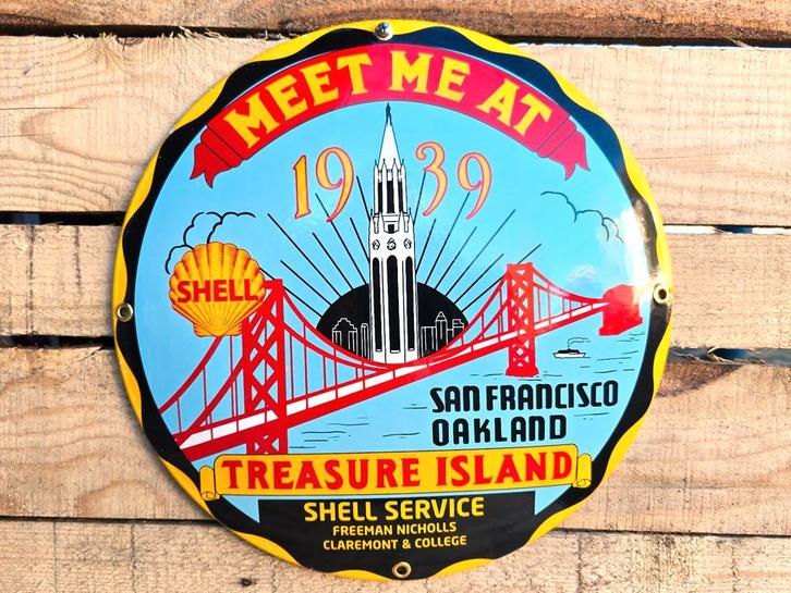 Shell treasure Island - emaille bord, Verzamelen, Merken en Reclamevoorwerpen, Verzenden