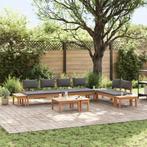 vidaXL 5-delige Tuinbank Set met Kussens Massief Hout Teak, Verzenden, Nieuw