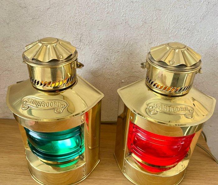 Maritieme objecten (2) - DHR - Messing, Glas- Prachtige set, Antiquités & Art, Curiosités & Brocante