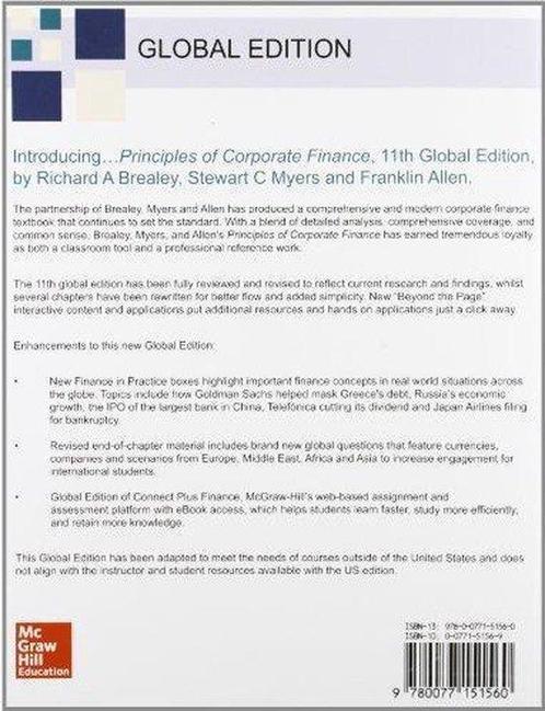 Principles of Corporate Finance 9780077151560, Boeken, Overige Boeken, Gelezen, Verzenden
