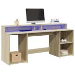 vidaXL Bureau met LED-verlichting 200x55x91 cm hout sonoma, Verzenden