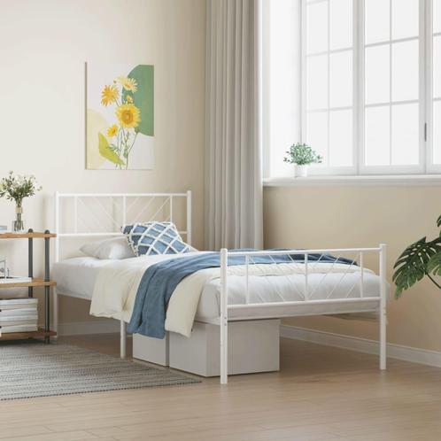 vidaXL Bedframe met hoofd- en voeteneinde metaal wit 80x200, Huis en Inrichting, Slaapkamer | Bedden, Nieuw, Verzenden