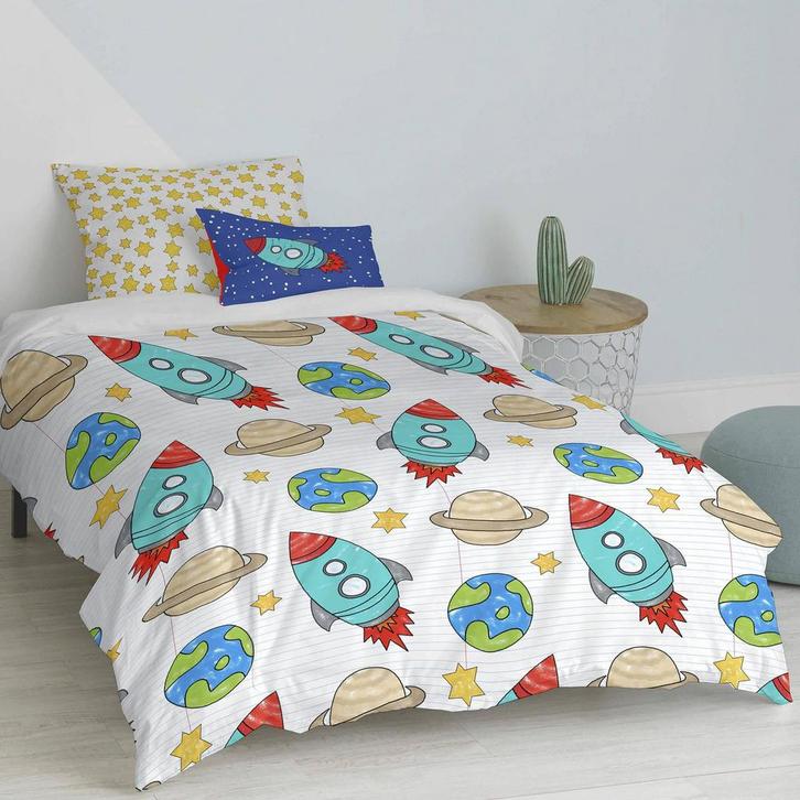 Dekbedovertrek Space Rocket | Mr Fox, Kinderen en Baby's, Kinderkamer | Beddengoed, Nieuw, Verzenden
