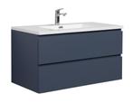 Badkamermeubel Set Angela 100cm Mat Blauw Badmeubel, Huis en Inrichting, Badkamer | Badkamermeubels, Verzenden, Nieuw